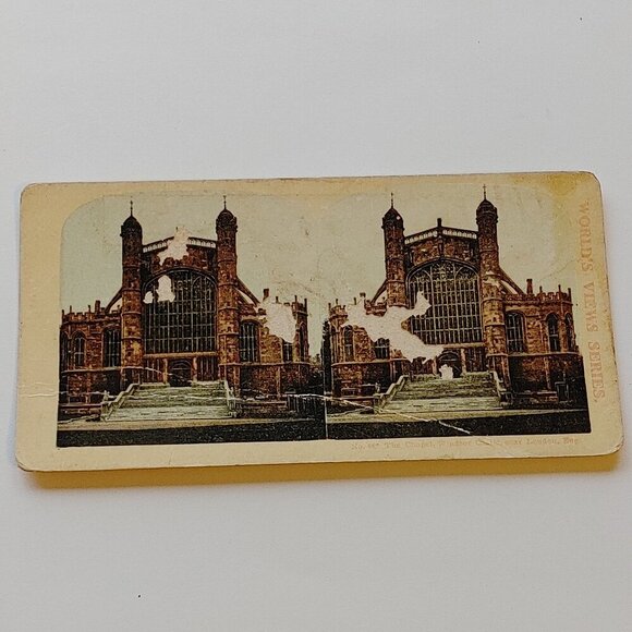 ANTIQUE STEREOGRAPH card The Chapel Windsor Castle near London England St George - Picture 1 of 5